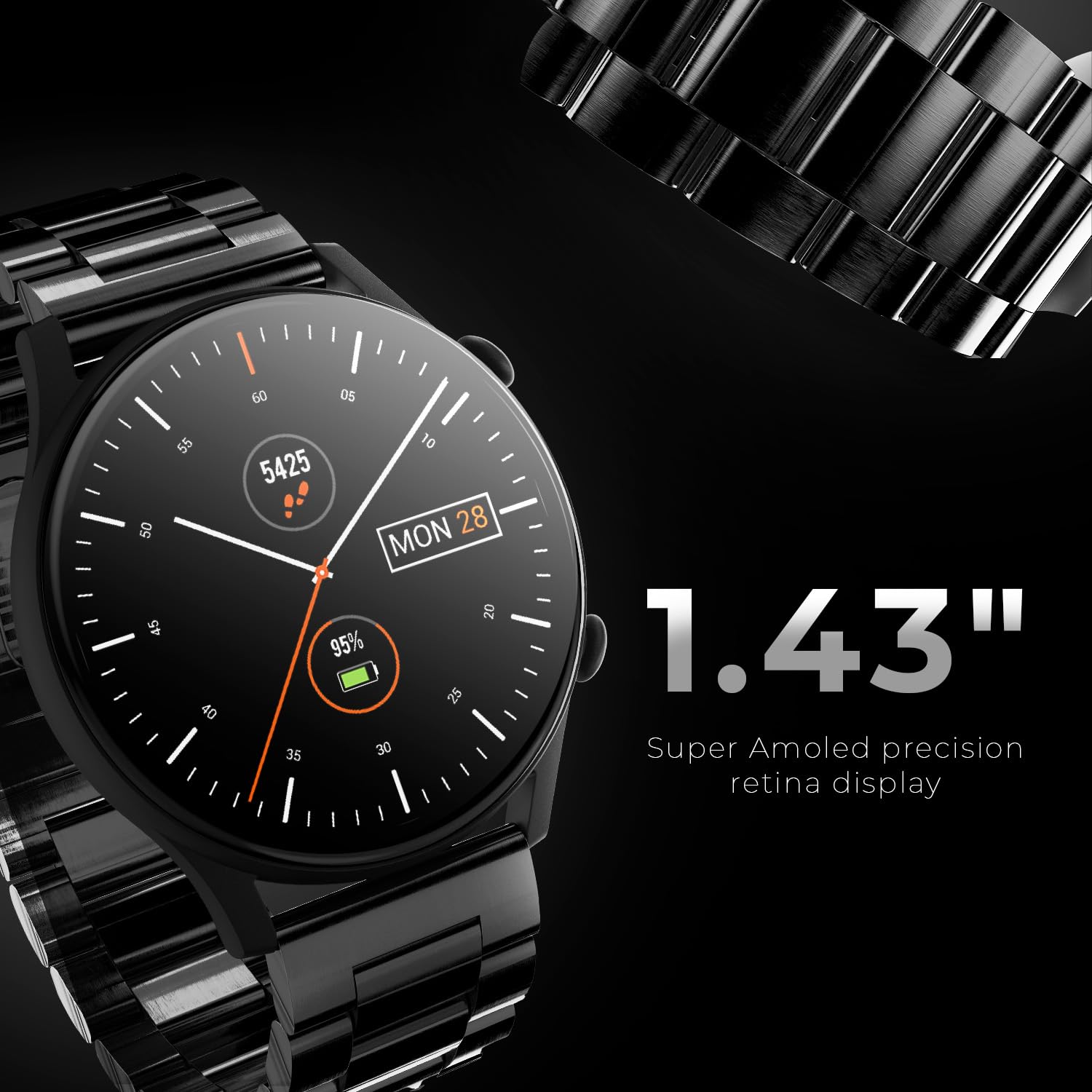 Maxima Power 1.43" Super AMOLED Bluetooth Calling Smart Watch | 466x466 Pixels Retina Resolution Display 1000Nits| Always On Smartwatch with AI Voice Assistant |Health Monitoring |Long Battery Life SaumyasStore