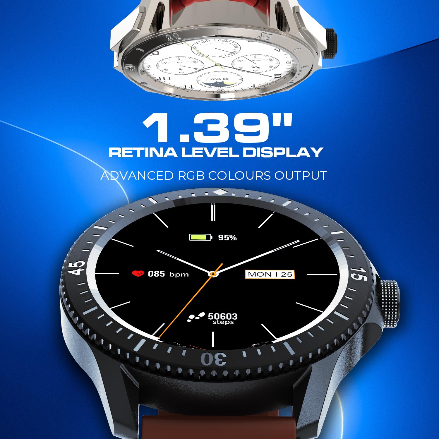 Maxima Raptor 1.39" HD Round Smart Watch for Men & Women with Premium Dual Metallic Case & Inbuilt Compass, Bluetooth Calling Smart Watch, 650 Nits, Extended Battery Life, Rotating Crown Smartwatch SaumyasStore