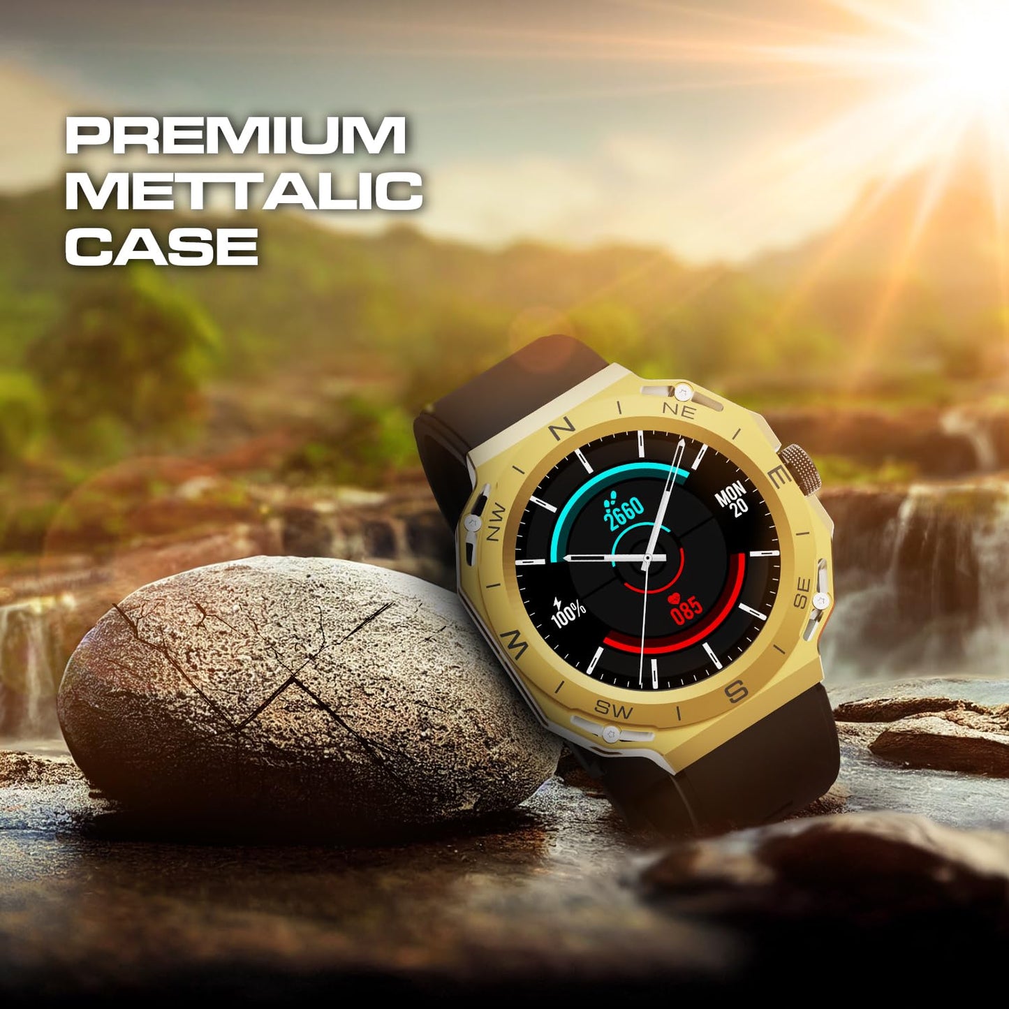 Maxima Raptor 1.39" HD Round Smart Watch for Men & Women with Premium Dual Metallic Case & Inbuilt Compass, Bluetooth Calling Smart Watch, 650 Nits, Extended Battery Life, Rotating Crown Smartwatch SaumyasStore