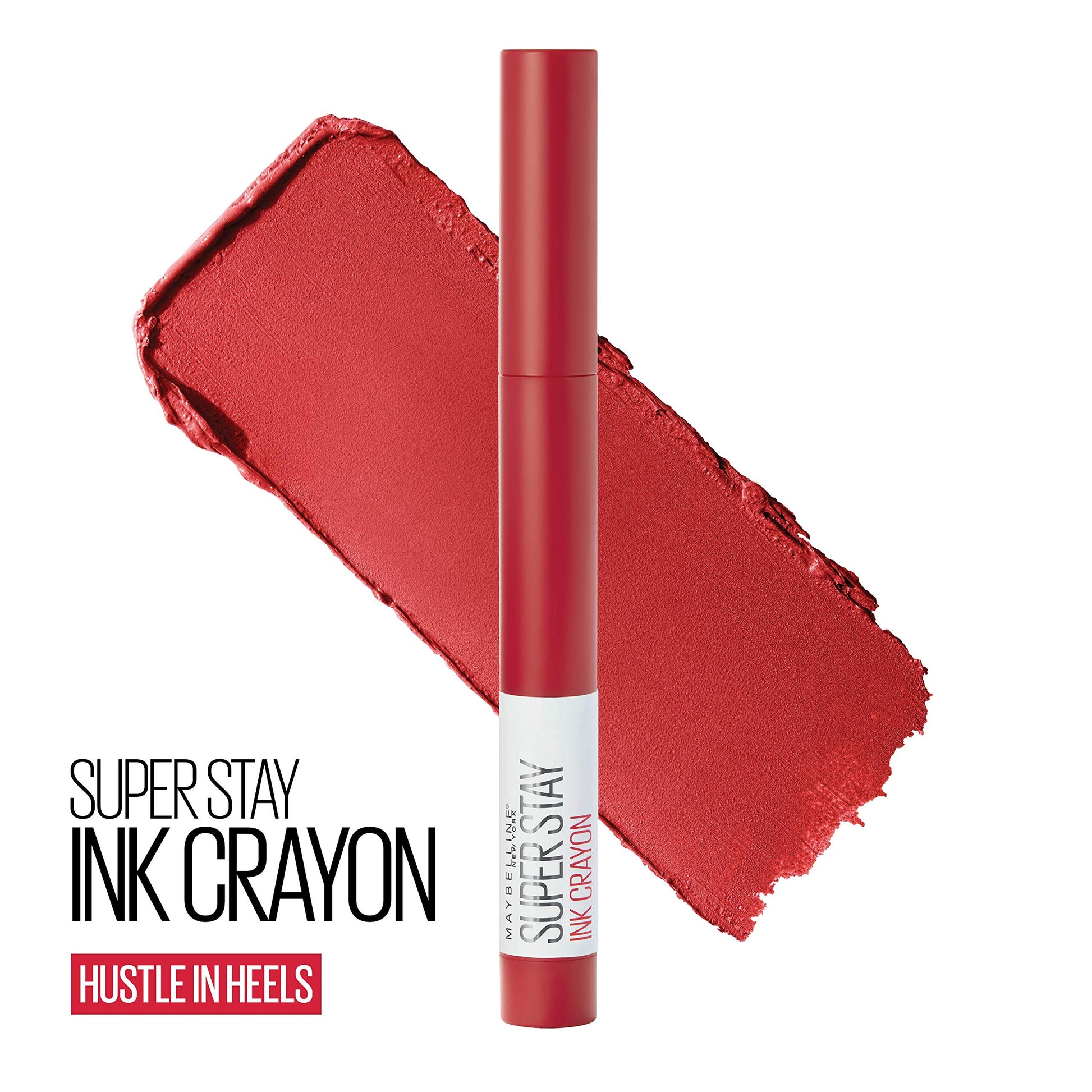 Maybelline New York Maybelline Super Stay Ink Crayon Lipstick, Precision Tip Matte Lip Crayon with Built-in Sharpener, Longwear Up To 8Hrs, Hustle In Heels, Apple Red, 0.04 oz SaumyasStore