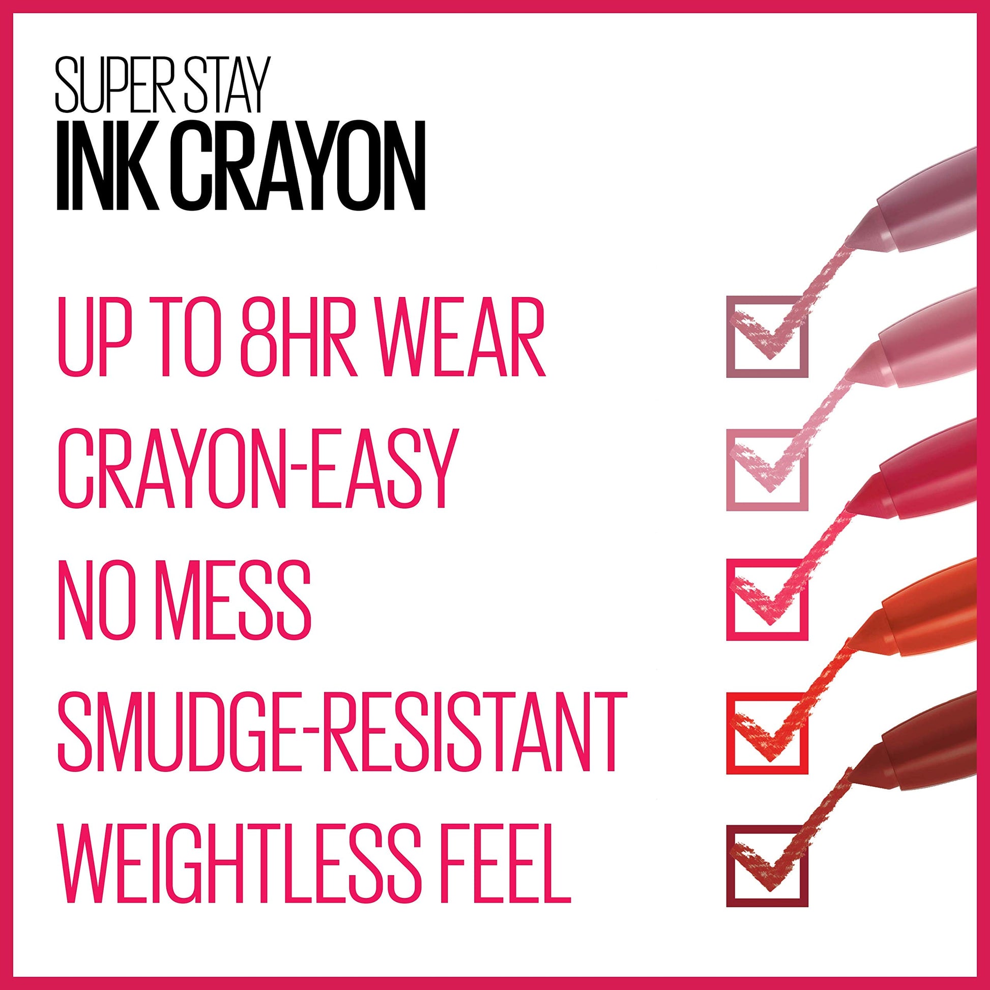 Maybelline New York Maybelline Super Stay Ink Crayon Lipstick, Precision Tip Matte Lip Crayon with Built-in Sharpener, Longwear Up To 8Hrs, Hustle In Heels, Apple Red, 0.04 oz SaumyasStore