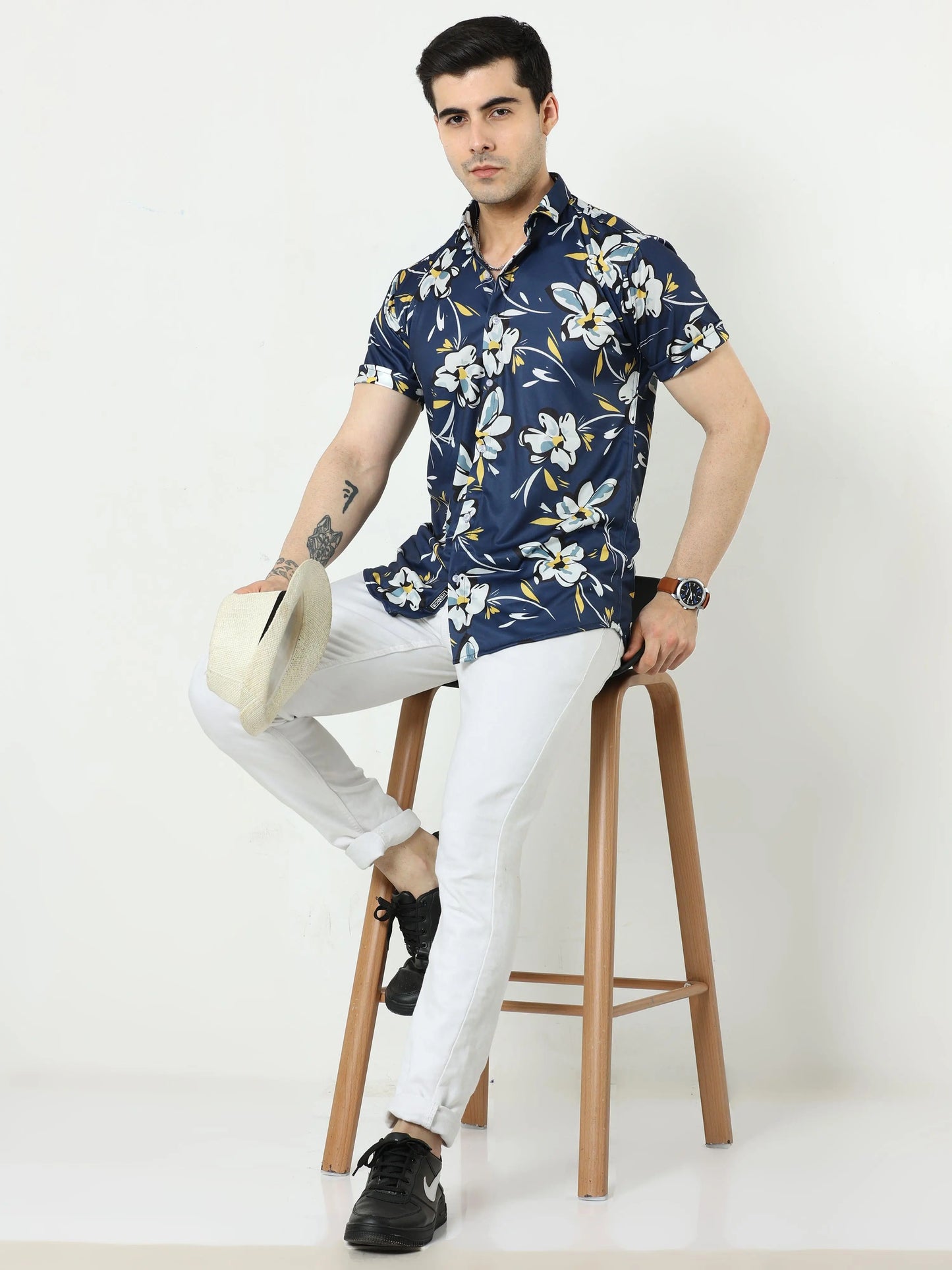 Men Regular Fit Floral Print Spread Collar Casual Shirt SaumyasStore