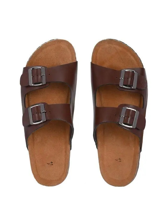 Mens Arizona Brown Leather Slippers SaumyasStore