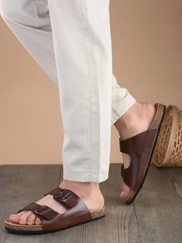 Mens Arizona Brown Leather Slippers SaumyasStore