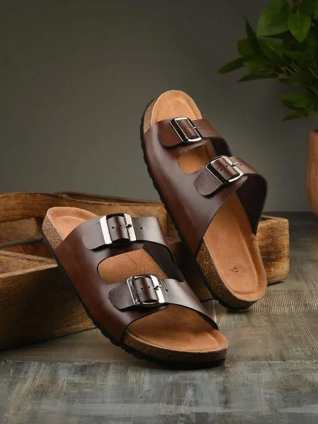 Mens Arizona Brown Leather Slippers SaumyasStore
