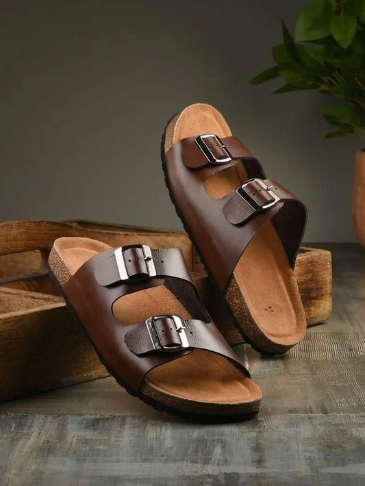 Mens Arizona Brown Leather Slippers SaumyasStore