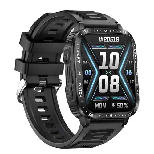 Military Smart Watch for Men with LED Flashlight Watch 2.0'' Big Screen Tactical Smartwatch 430mAh Big Battery Fitness Tracker with Heart Rate Sleep Monitor Make Calls for iPhone Android (Black) SaumyasStore