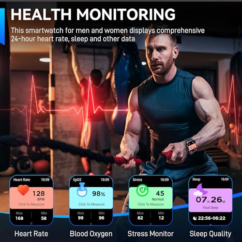 Military Smart Watch for Men with LED Flashlight Watch 2.0'' Big Screen Tactical Smartwatch 430mAh Big Battery Fitness Tracker with Heart Rate Sleep Monitor Make Calls for iPhone Android (Black) SaumyasStore
