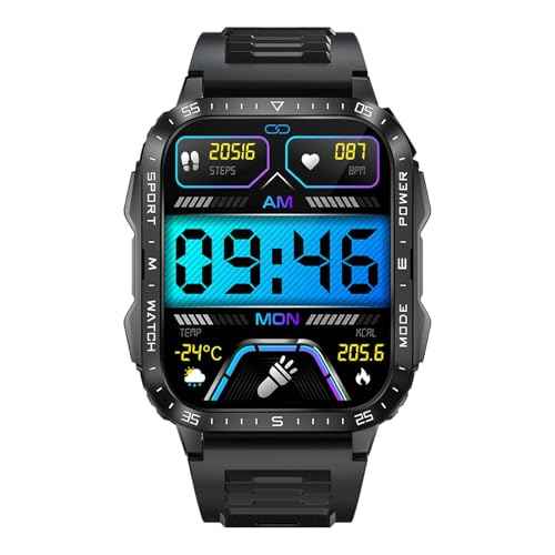 Military Smart Watch for Men with LED Flashlight Watch 2.0'' Big Screen Tactical Smartwatch 430mAh Big Battery Fitness Tracker with Heart Rate Sleep Monitor Make Calls for iPhone Android (Black) SaumyasStore