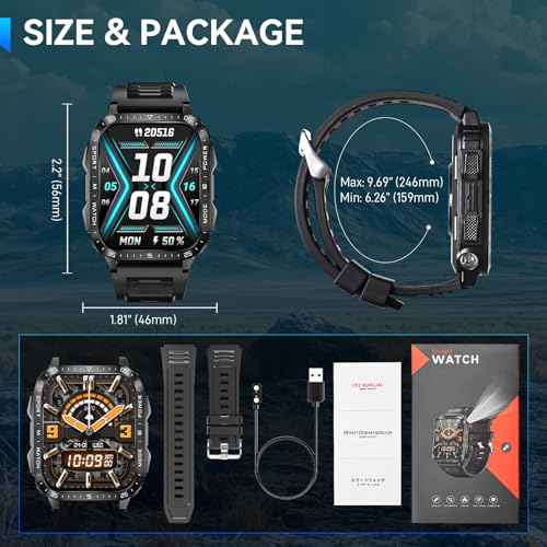 Military Smart Watch for Men with LED Flashlight Watch 2.0'' Big Screen Tactical Smartwatch 430mAh Big Battery Fitness Tracker with Heart Rate Sleep Monitor Make Calls for iPhone Android (Black) SaumyasStore