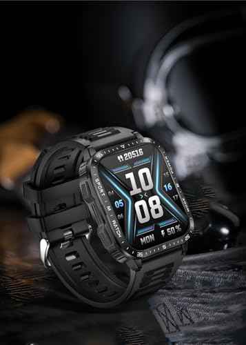 Military Smart Watch for Men with LED Flashlight Watch 2.0'' Big Screen Tactical Smartwatch 430mAh Big Battery Fitness Tracker with Heart Rate Sleep Monitor Make Calls for iPhone Android (Black) SaumyasStore