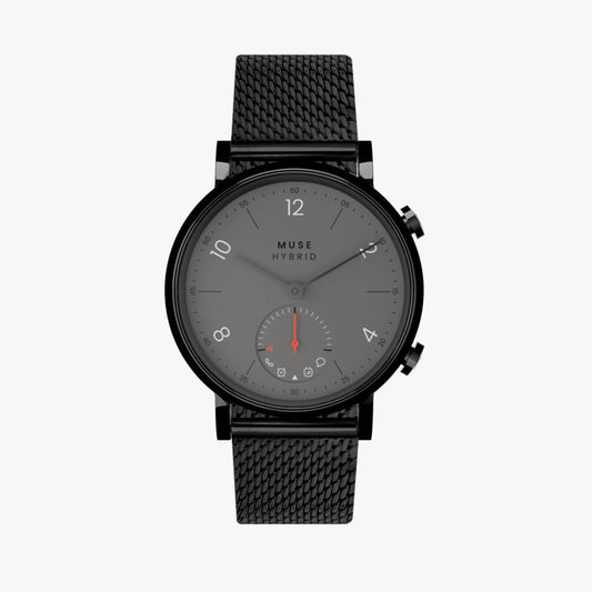 Muse Modernist Milanese Edition Hybrid Smartwatch for Men & Women with Bluetooth Connectivity, Step Counter, Sleep Monitoring, 5ATM Water Resistant (36MM, Black Grey) SaumyasStore