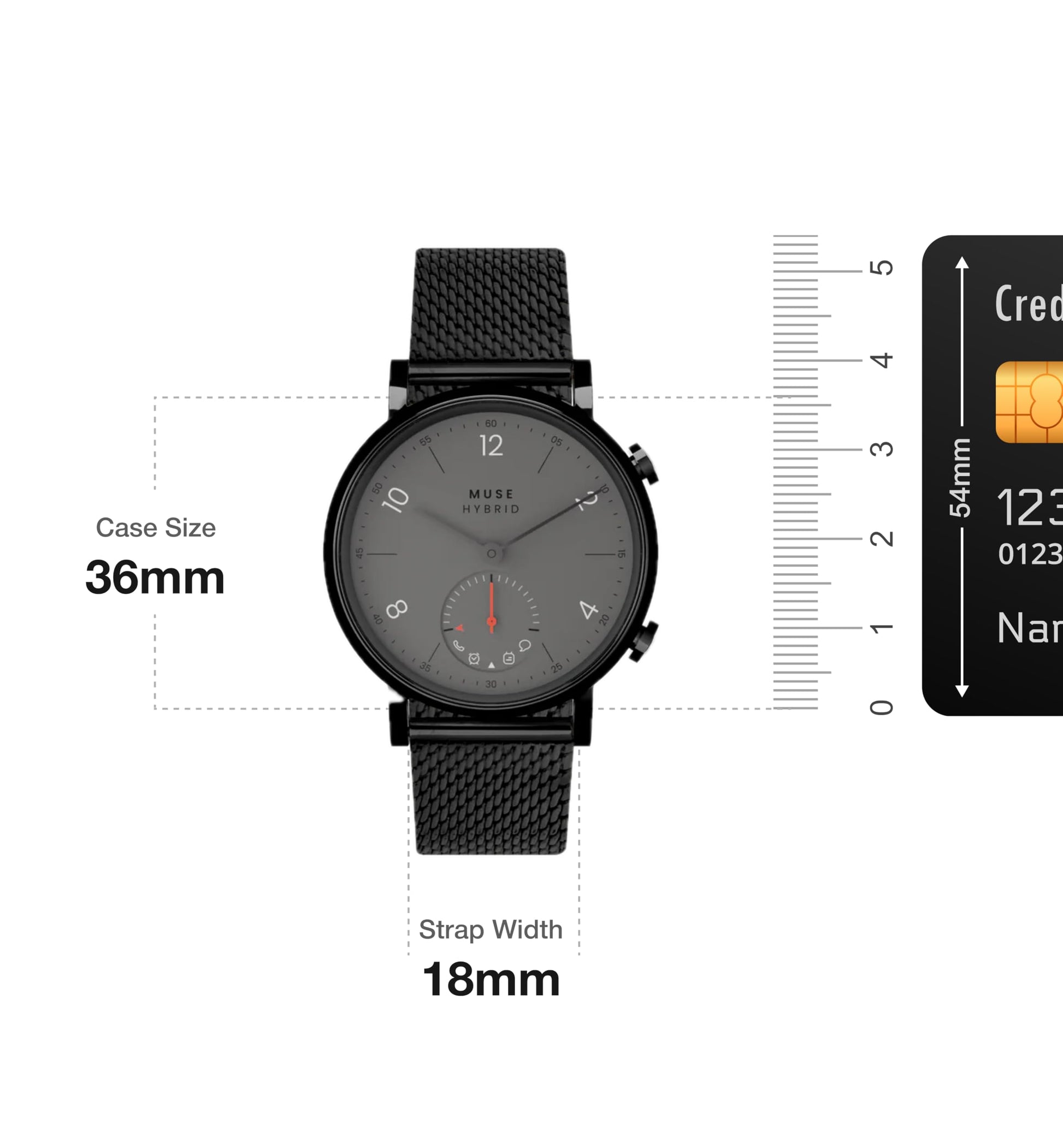 Muse Modernist Milanese Edition Hybrid Smartwatch for Men & Women with Bluetooth Connectivity, Step Counter, Sleep Monitoring, 5ATM Water Resistant (36MM, Black Grey) SaumyasStore