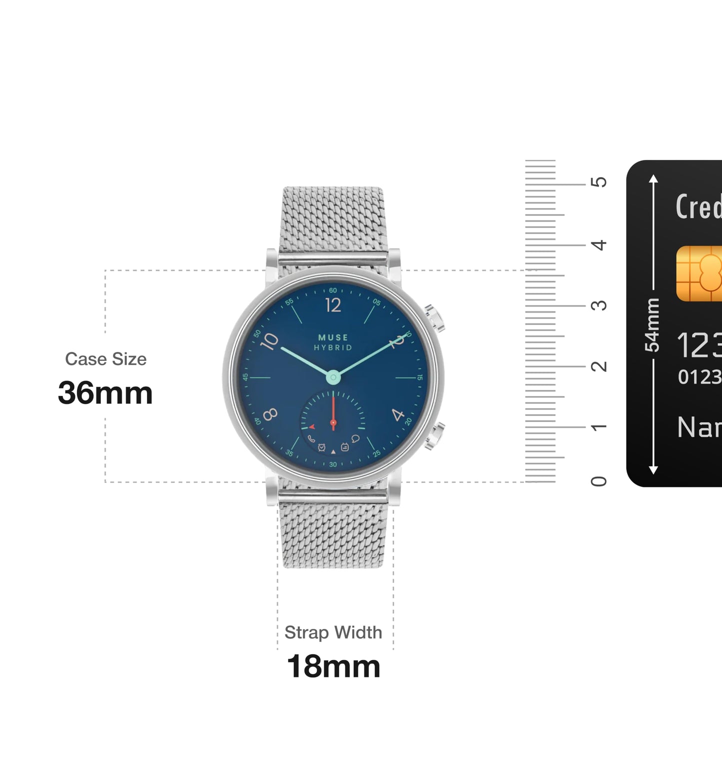 Muse Modernist Milanese Edition Hybrid Smartwatch for Men & Women with Bluetooth Connectivity, Step Counter, Sleep Monitoring, 5ATM Water Resistant (36MM, Blue) SaumyasStore