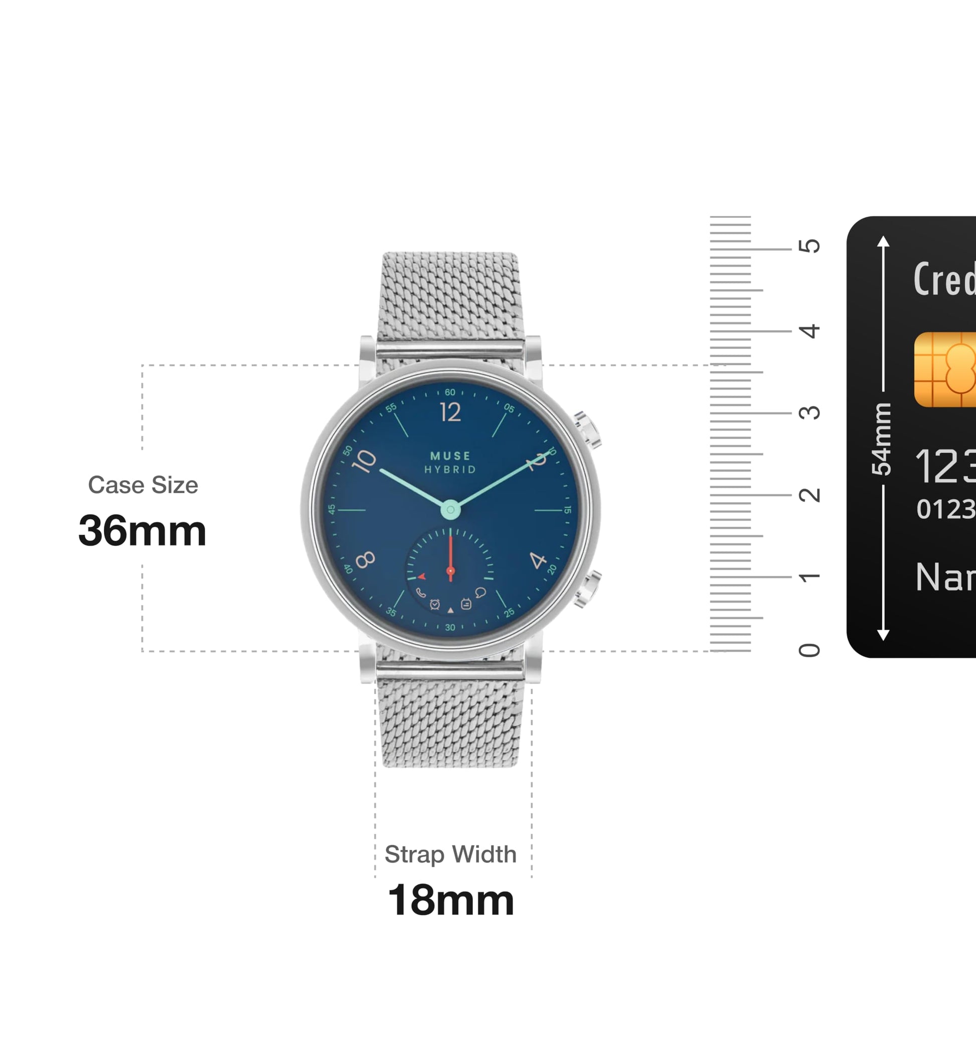 Muse Modernist Milanese Edition Hybrid Smartwatch for Men & Women with Bluetooth Connectivity, Step Counter, Sleep Monitoring, 5ATM Water Resistant (36MM, Blue) SaumyasStore
