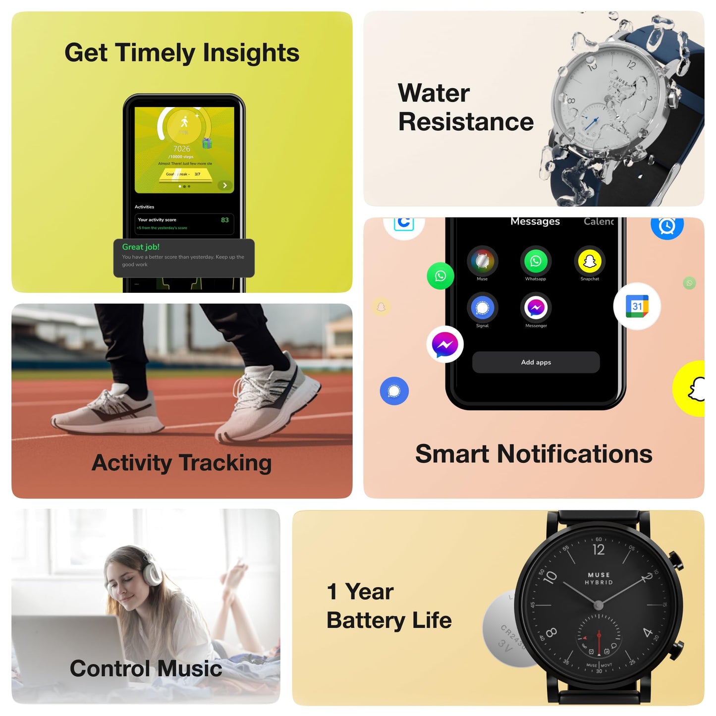 Muse Modernist Milanese Edition Hybrid Smartwatch for Men & Women with Bluetooth Connectivity, Step Counter, Sleep Monitoring, 5ATM Water Resistant (36MM, Blue) SaumyasStore