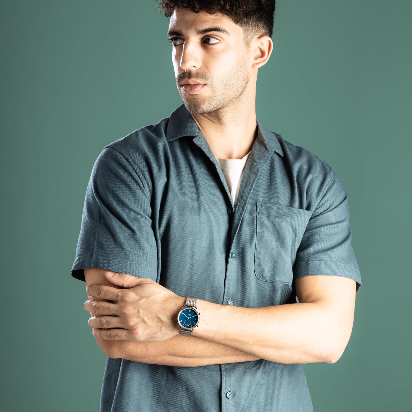 Muse Modernist Milanese Edition Hybrid Smartwatch for Men & Women with Bluetooth Connectivity, Step Counter, Sleep Monitoring, 5ATM Water Resistant (36MM, Blue) SaumyasStore