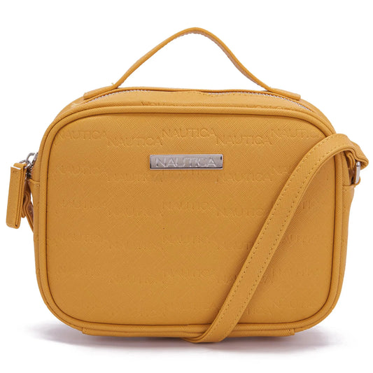 Nautica All Aboard Top-Handle Logo Crossbody White One Size, Tan SaumyasStore