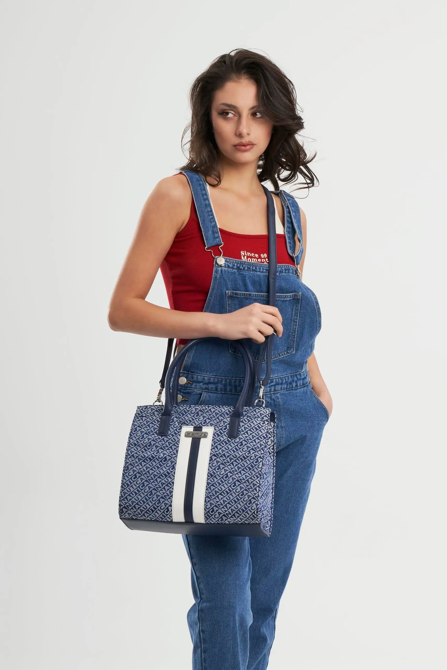 Nautica Womens Sandy Jr. Top Handel Satchel with Removable Crossbody Strap, Navy Blue SaumyasStore