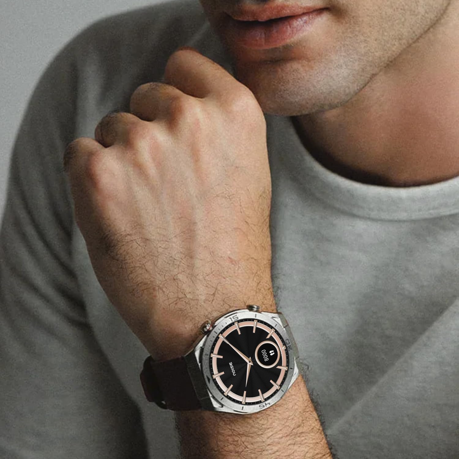 Noise Active 2 Smart Watch with 1.46" AMOLED Display, Upto 10 Days Battery, Premium Metal Build with Sleek Dial, BT Calling, Functional Crown, 100+ Sports Modes(Silver Black) SaumyasStore