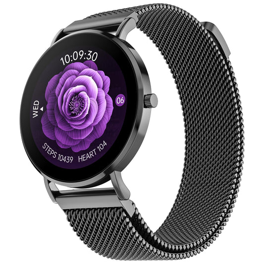 Noise Diva 2 Fashion Smart Watch for Women - Sleekest Dial, 36mm AMOLED Display, Snug Fit, Improved Female Cycle Tracker, BT Calling, Sleep Tracking, AI Voice Assistant, Password Protection-Black Link SaumyasStore