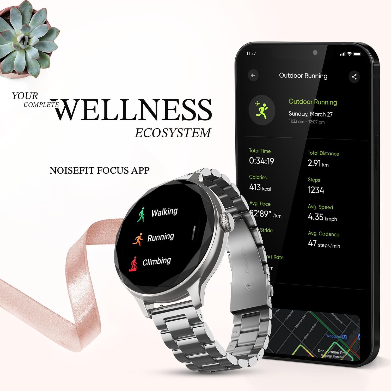 Noise NoiseFit Grace Smartwatch - Metal Silver SaumyasStore