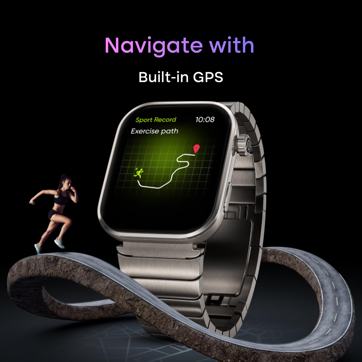 Noise Pro 6 Max Smart Watch:Intelligent AI, Endless AI Watch Faces, AI Companion, 1.96” AMOLED, Stainless Steel Build, Built-in GPS, 5 ATM, EN2 Processor, for iOS & Android(Green Titanium) SaumyasStore