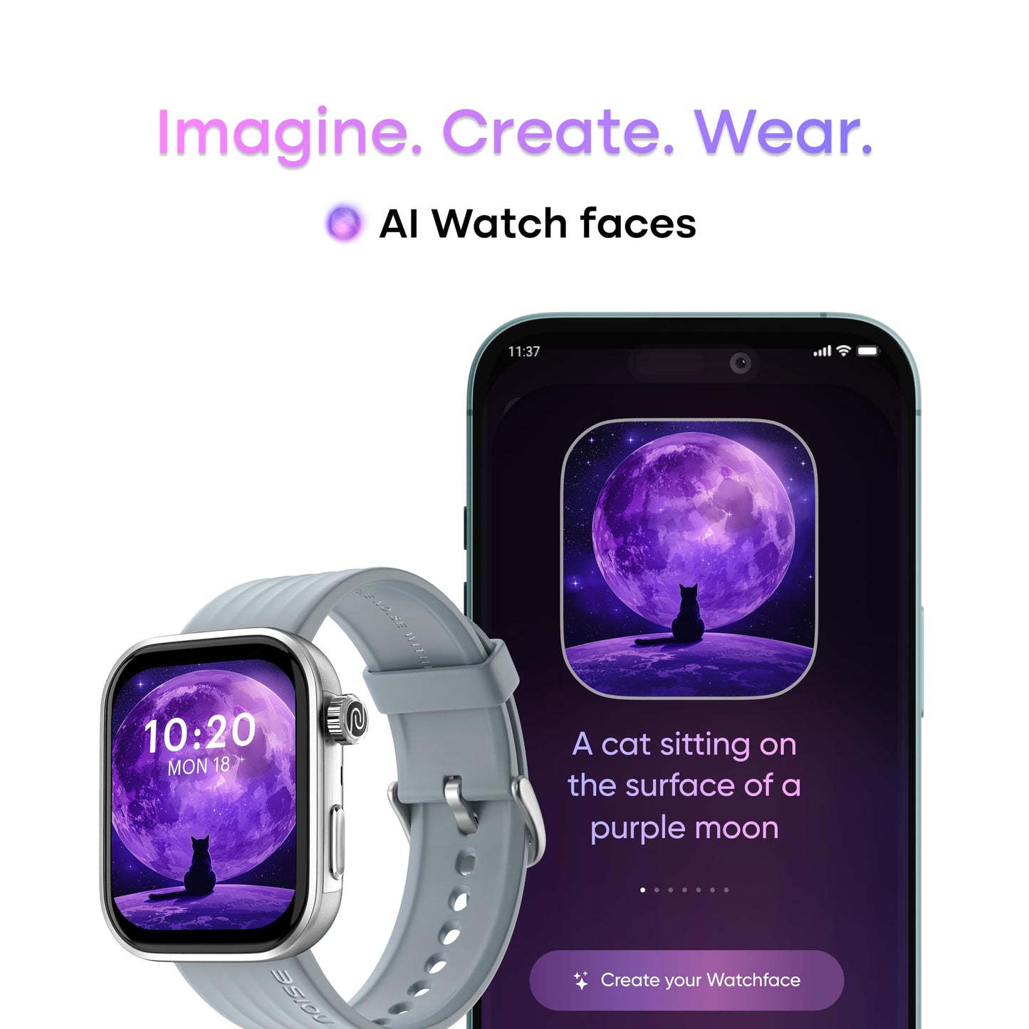 Noise Pro 6 Smart Watch:Intelligent AI, Endless AI Watch Faces, AI Companion, 1.85” AMOLED, EN2 Processor, Nebula UI 2.0, Emergency SOS, Compatible with iOS & Android(Ice Blue) SaumyasStore