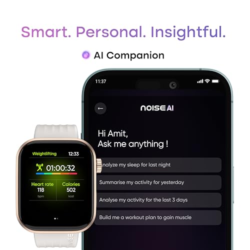 Noise Pro 6 Smart Watch:Intelligent AI, Endless AI Watch Faces, AI Companion, 1.85” AMOLED, EN2 Processor, Nebula UI 2.0, Emergency SOS, Compatible with iOS & Android(Ivory Gold) SaumyasStore