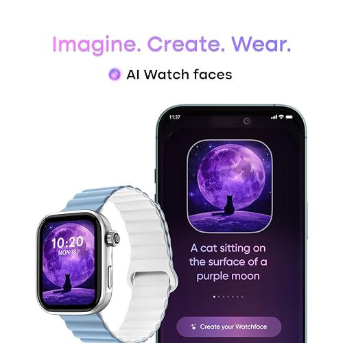 Noise Pro 6 Smart Watch:Intelligent AI, Endless AI Watch Faces, AI Companion, 1.85” AMOLED, EN2 Processor, Nebula UI 2.0, Emergency SOS, Compatible with iOS & Android(Magnetic Blue) SaumyasStore