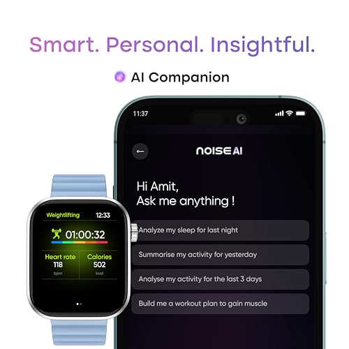 Noise Pro 6 Smart Watch:Intelligent AI, Endless AI Watch Faces, AI Companion, 1.85” AMOLED, EN2 Processor, Nebula UI 2.0, Emergency SOS, Compatible with iOS & Android(Magnetic Blue) SaumyasStore