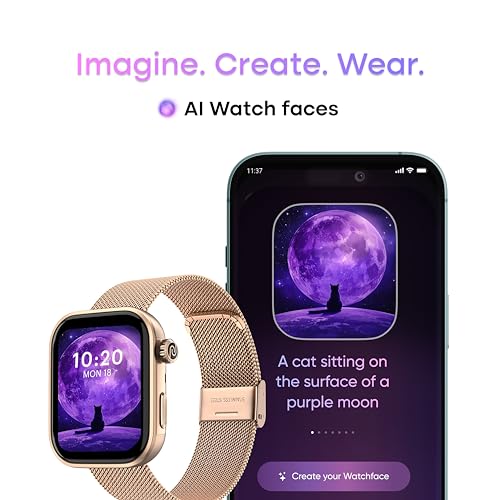 Noise Pro 6 Smart Watch:Intelligent AI, Endless AI Watch Faces, AI Companion, 1.85” AMOLED, EN2 Processor, Nebula UI 2.0, Emergency SOS, Compatible with iOS & Android(Rose-Gold Link) SaumyasStore