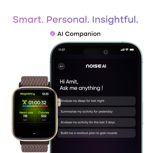 Noise Pro 6 Smart Watch:Intelligent AI, Endless AI Watch Faces, AI Companion, 1.85” AMOLED, EN2 Processor, Nebula UI 2.0, Emergency SOS, Compatible with iOS & Android(Vineyard Weave) SaumyasStore