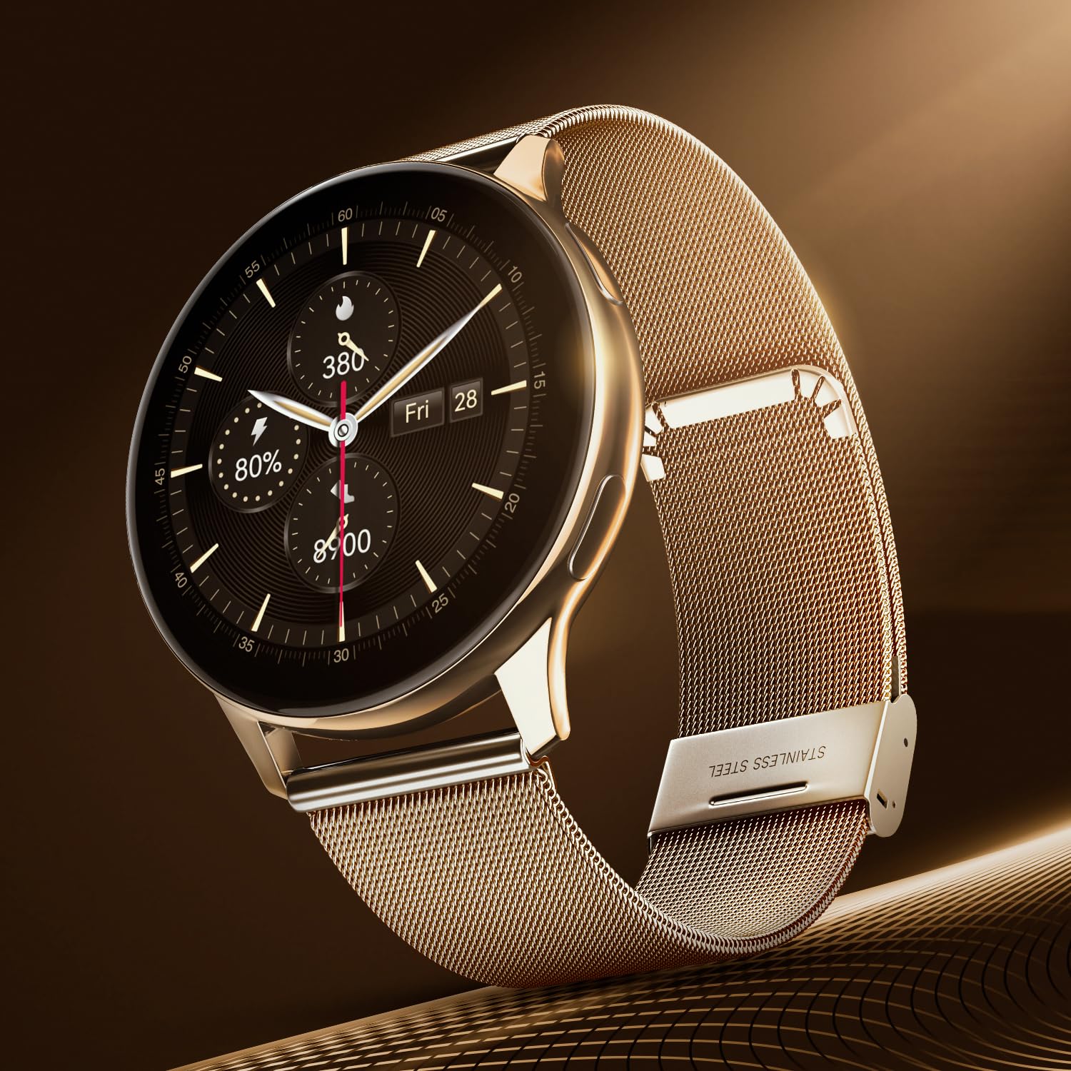 Noise Vortex Plus 1.46” AMOLED Display, AoD, BT Calling, Sleek Metal Finish with Mesh Strap, 7 Days Battery Life, All New OS with 100+ Watch Faces & Health Suite (Gold Link) SaumyasStore