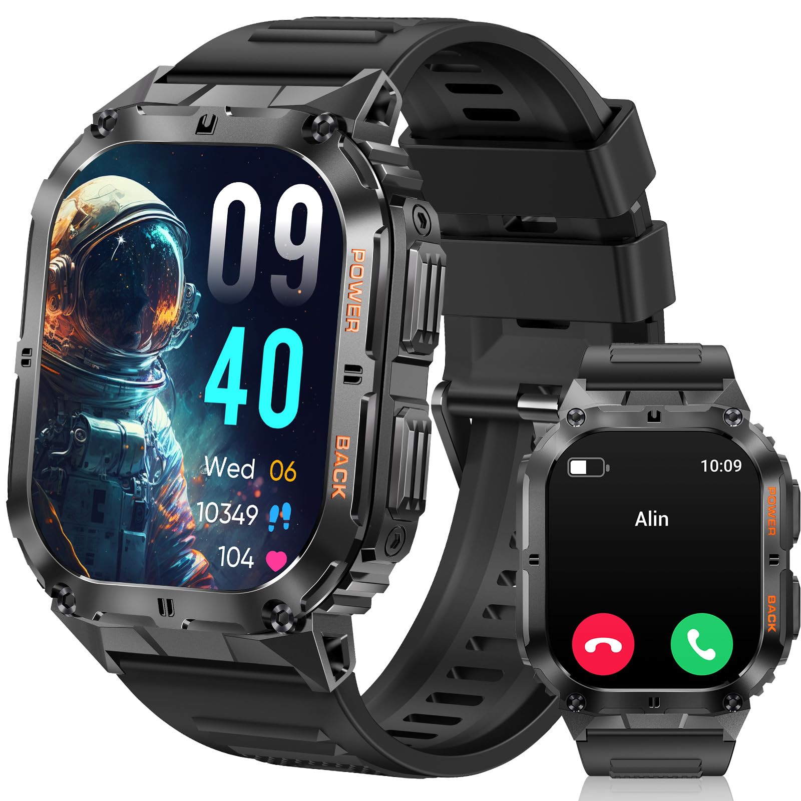OCTDG Smart Watch(Answer/Make Calls),1.96" AMOLED Display with 110+ Outdoor Sport Modes Fitness Tracker for Men,IP68 Waterproof Military Bluetooth Digital Watches for Android iOS SaumyasStore