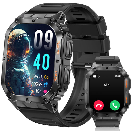 OCTDG Smart Watch(Answer/Make Calls),1.96" AMOLED Display with 110+ Outdoor Sport Modes Fitness Tracker for Men,IP68 Waterproof Military Bluetooth Digital Watches for Android iOS SaumyasStore