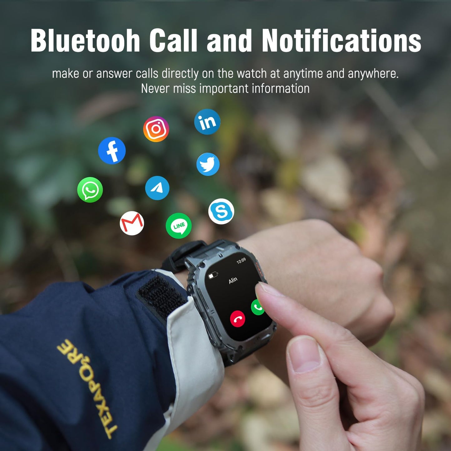 OCTDG Smart Watch(Answer/Make Calls),1.96" AMOLED Display with 110+ Outdoor Sport Modes Fitness Tracker for Men,IP68 Waterproof Military Bluetooth Digital Watches for Android iOS SaumyasStore