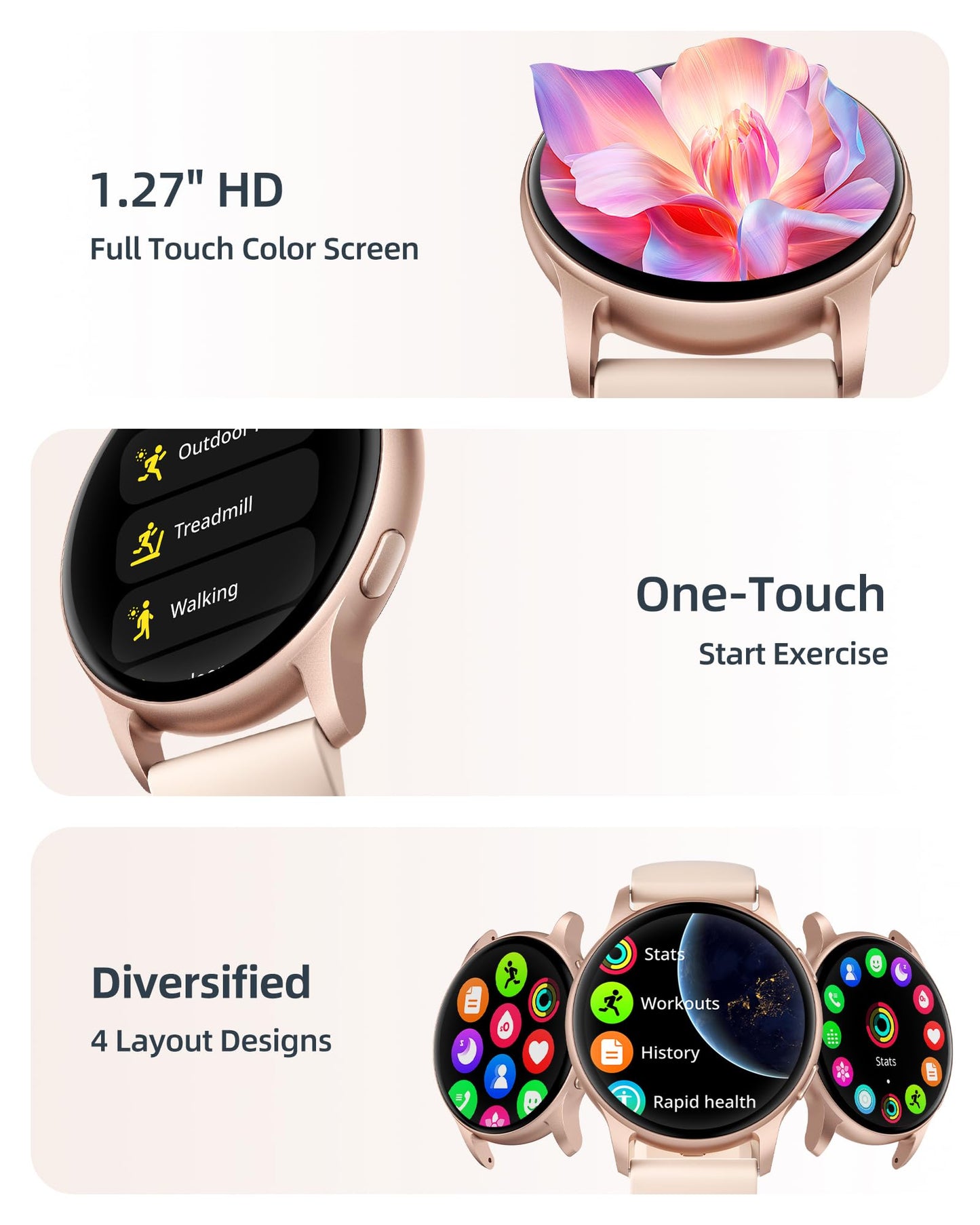 Parsonver Smart Watch for Women(Answer/Make Calls), 5ATM Waterproof Swimming Monitor, Fitness Tracker with 100+ Sports Modes, Heart Rate, Sleep Monitor, 44mm Smartwatch for Android & iPhone, Rose Gold SaumyasStore