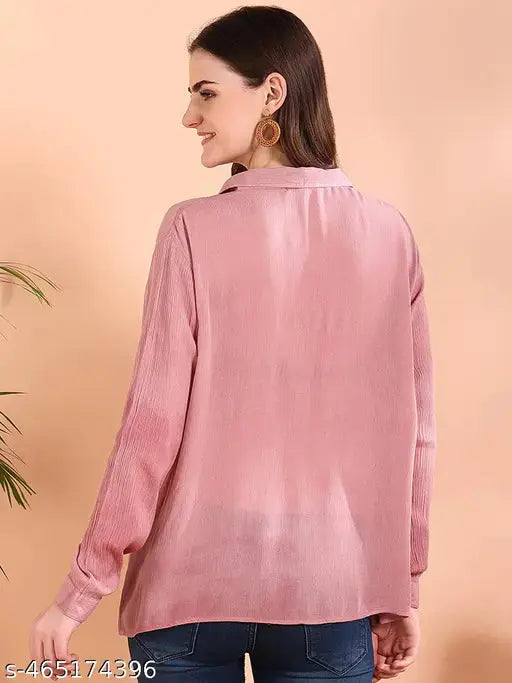 Peach Tie-Dye Crepe Loose Fit Shirt SaumyasStore