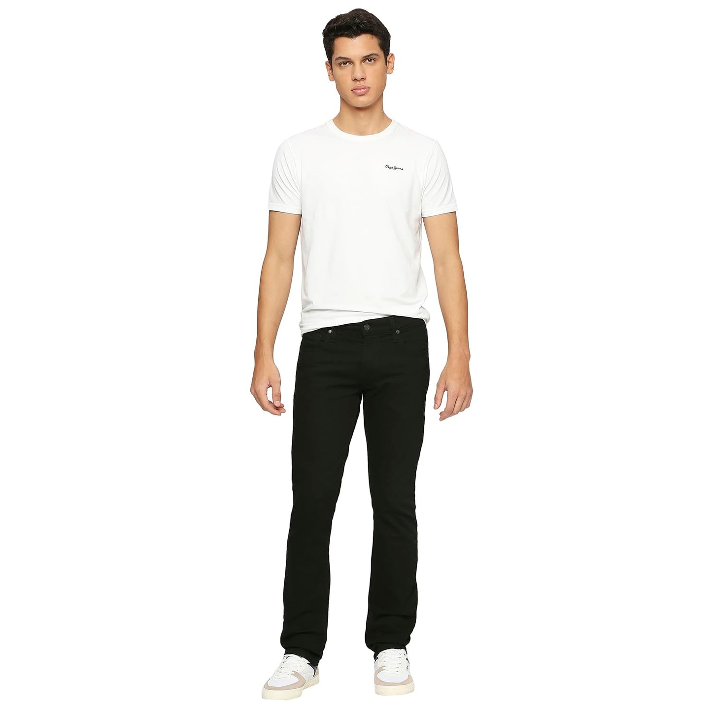 Pepe Jeans Men's Mid Rise Slim Fit Jeans Black SaumyasStore