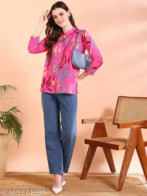 Pink Tie-Dye Crepe Loose Fit Shirt SaumyasStore