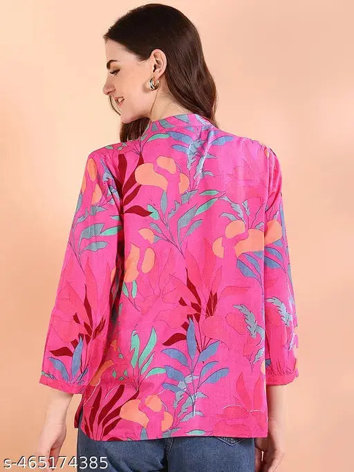 Pink Tie-Dye Crepe Loose Fit Shirt SaumyasStore