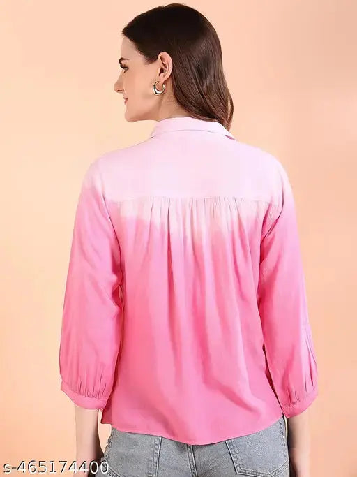 Pink Tie-Dye Crepe Loose Fit Shirt SaumyasStore