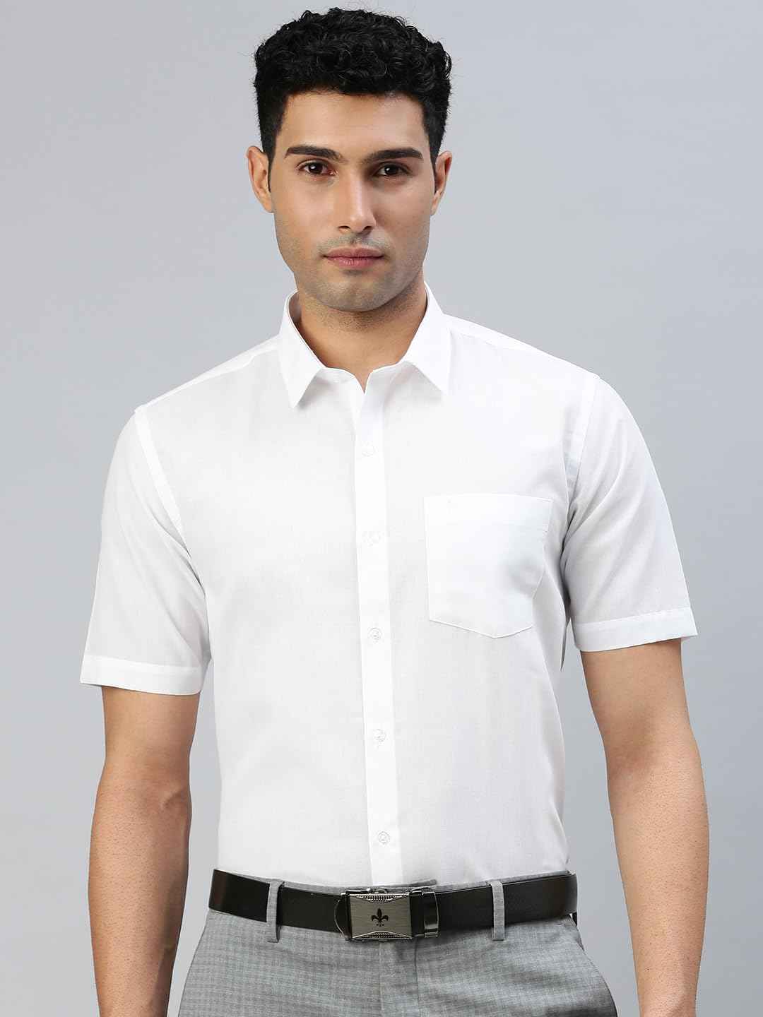 RAMRAJ COTTON Men Solid White Casual Shirt (42;White_ 12) SaumyasStore