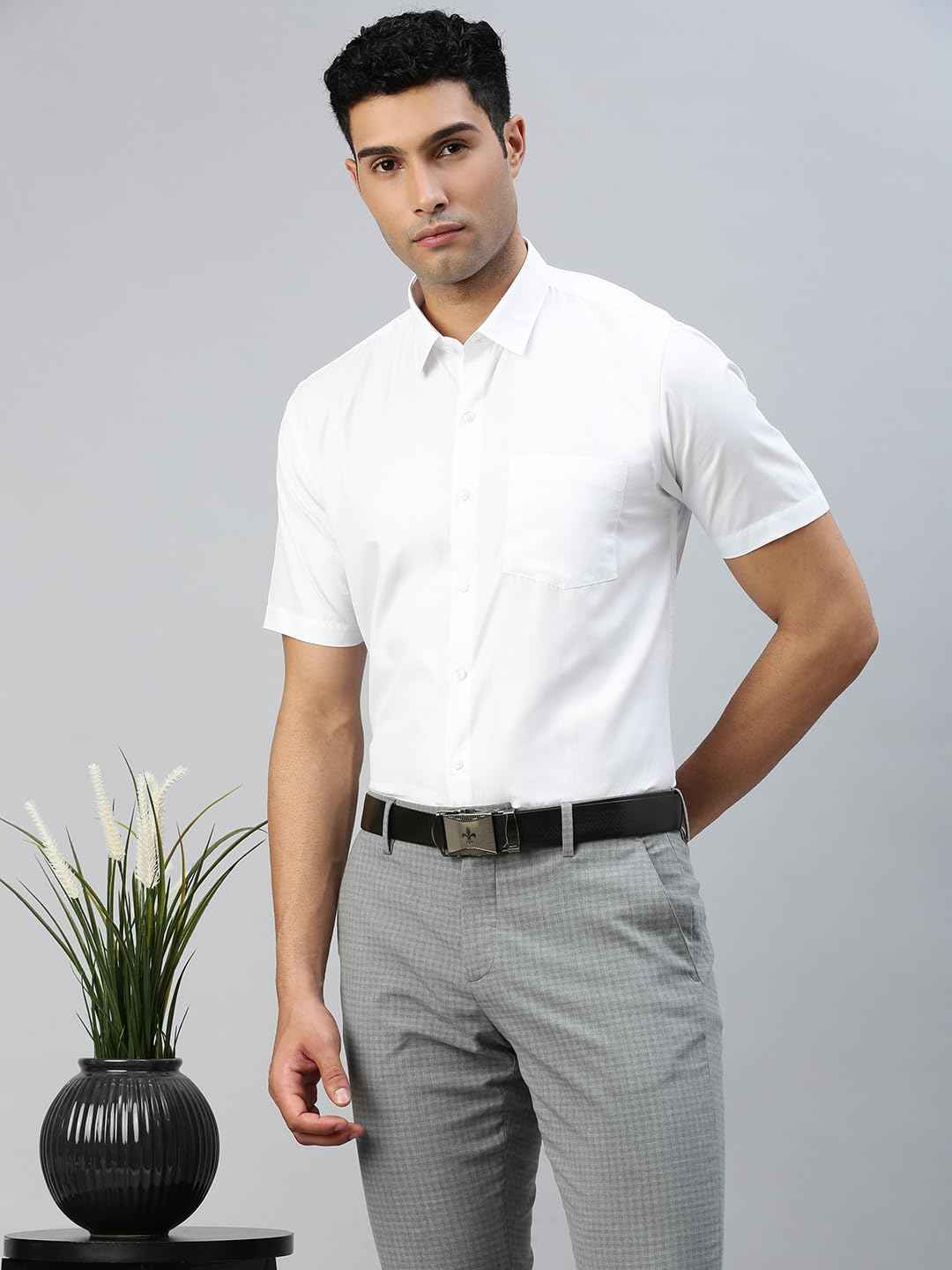 RAMRAJ COTTON Men Solid White Casual Shirt (42;White_ 12) SaumyasStore