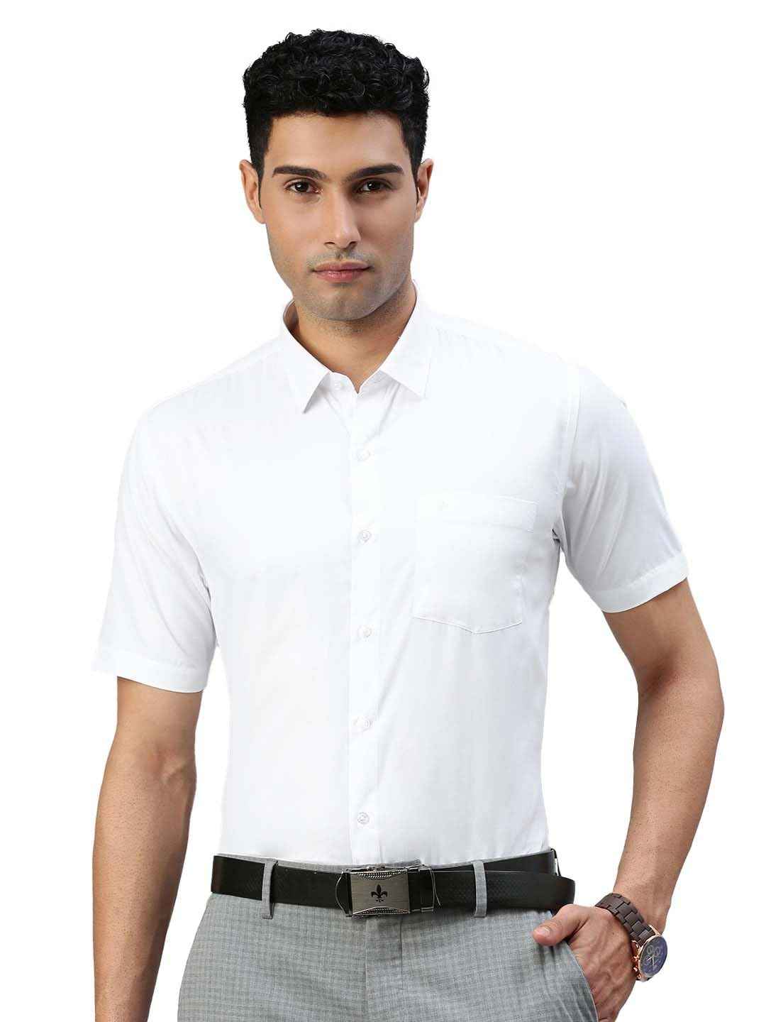 RAMRAJ COTTON Men Solid White Casual Shirt (42;White_ 12) SaumyasStore