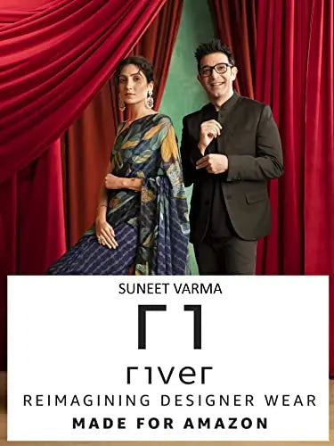 RIVER Women's 100% Polyester Saree with Blouse Piece (RS2SVSR235A_Black) SaumyasStore