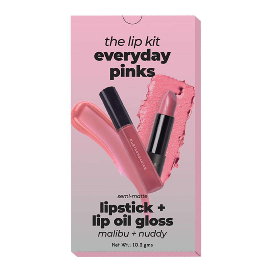 RUBY's ORGANICS Lip Beauty Gift Kit,Everyday Pinks Combo Pack Of Lipstick&Lipgloss,Moisturizing,Long Lasting,Non Sticky&Non Drying Formula,Glossy Texture,Lip Makeup,Paraben Free - Nuddy&Malibu SaumyasStore