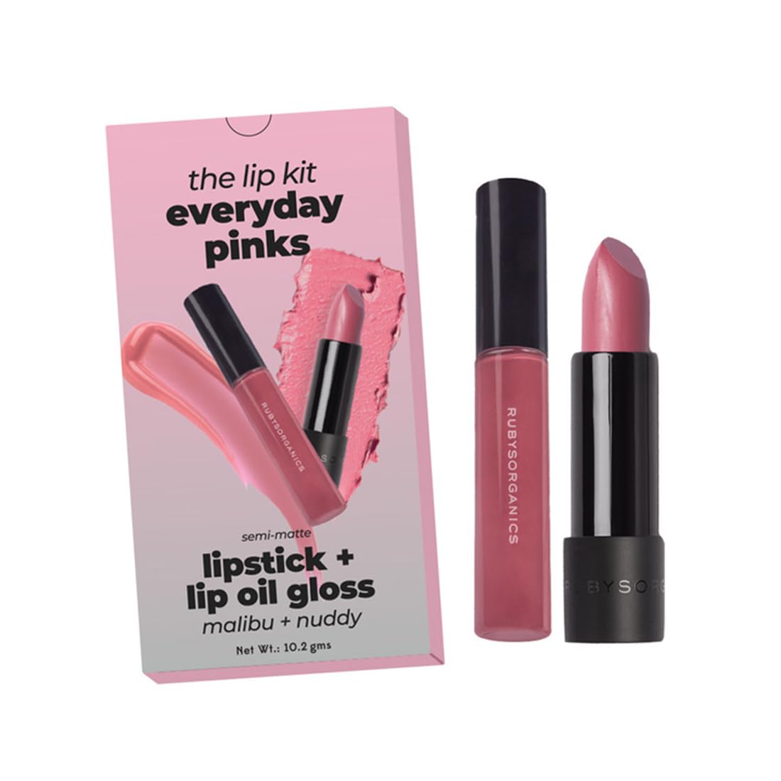 RUBY's ORGANICS Lip Beauty Gift Kit,Everyday Pinks Combo Pack Of Lipstick&Lipgloss,Moisturizing,Long Lasting,Non Sticky&Non Drying Formula,Glossy Texture,Lip Makeup,Paraben Free - Nuddy&Malibu SaumyasStore