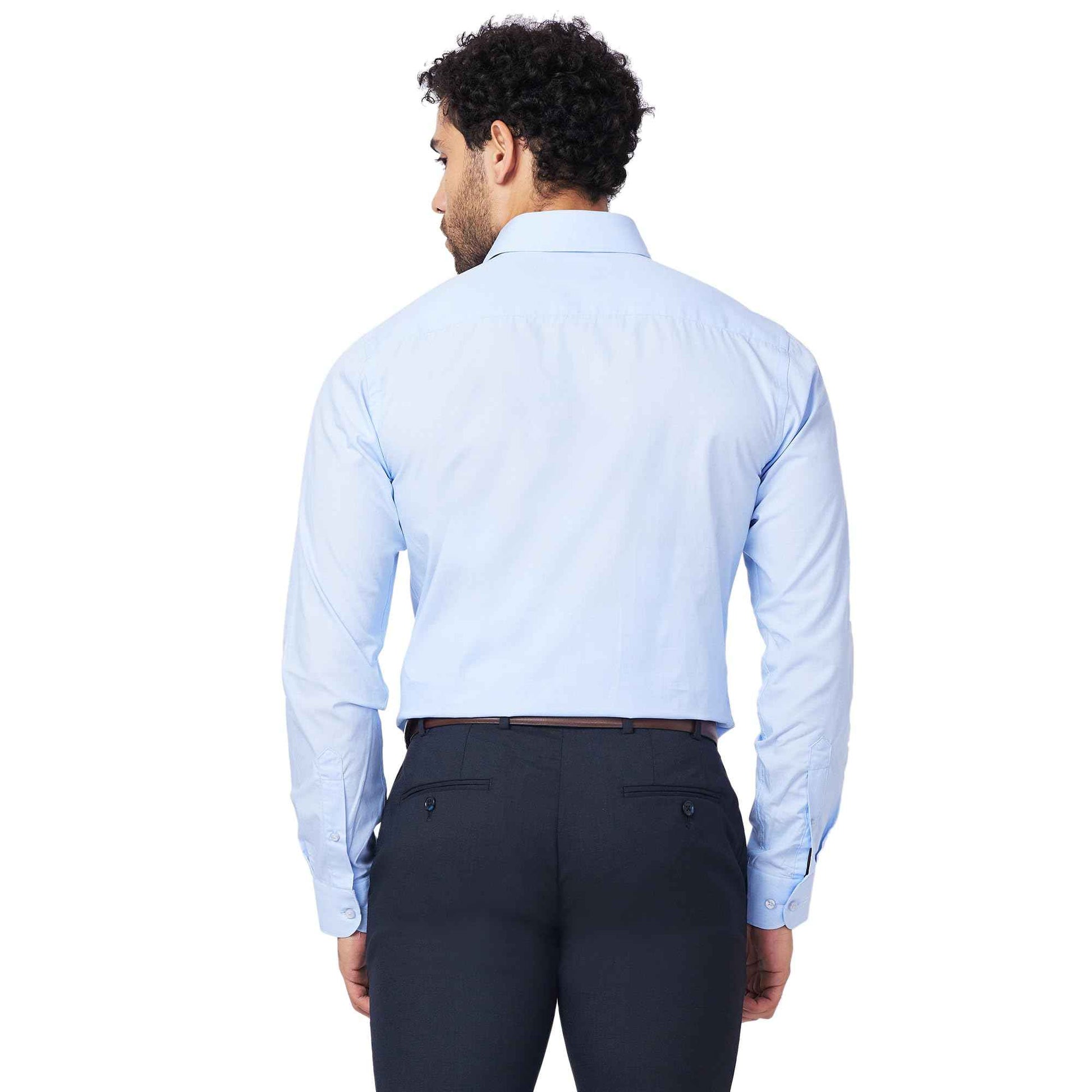 Raymond Men's Slim Fit Pure Cotton Structure Pattern Semi Cutaway Collar Full Sleeve Formal Shirt (Size: 40)-RMSX12860-B2 Light Blue SaumyasStore